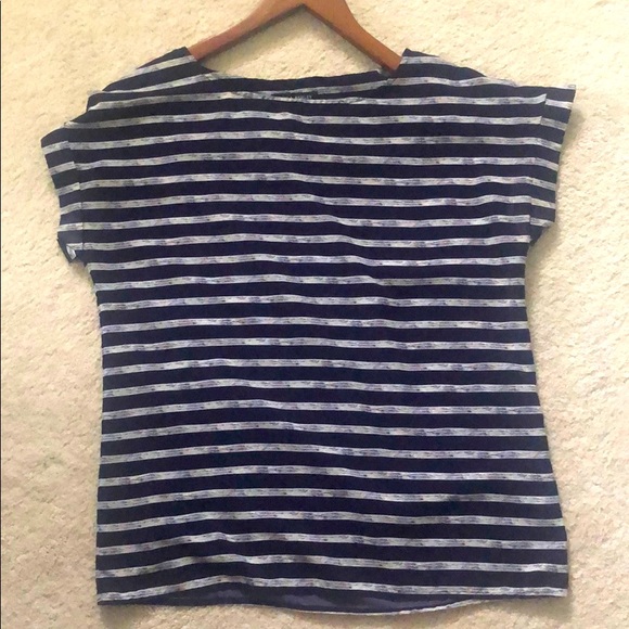 Laura Ashley Navy and White short sleeve blouse - Picture 1 of 2